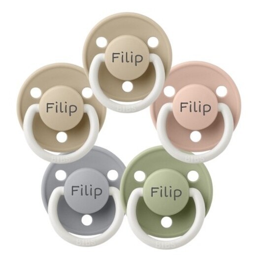 Bibs De Lux Night, Storlek 1 (0-6 Mån.) , Rund - Latex, Namnnappar, 5-pack