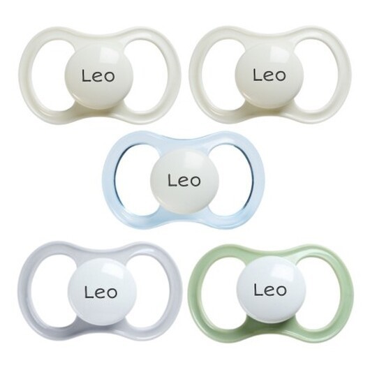 Esska Happy Night, Storlek 2 (6+ Mån.), Symmetrisk - Silikon, Namnnappar , 5-pack