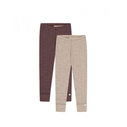 Leggings I 100% Merinoull, Oeko-texÂ®, 2-pack 86/92 Beige/plum Melange