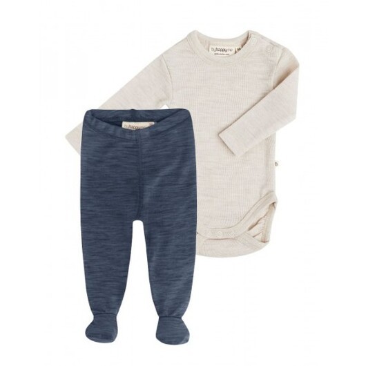2-pack Ullpaket Till Baby, Leggings Med Fot & Body Med Knapp I 100% Merinoull 68 Dark Nature