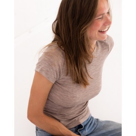 S/s T-shirt Dam I 100% Merinoull, 1x1 Ribb