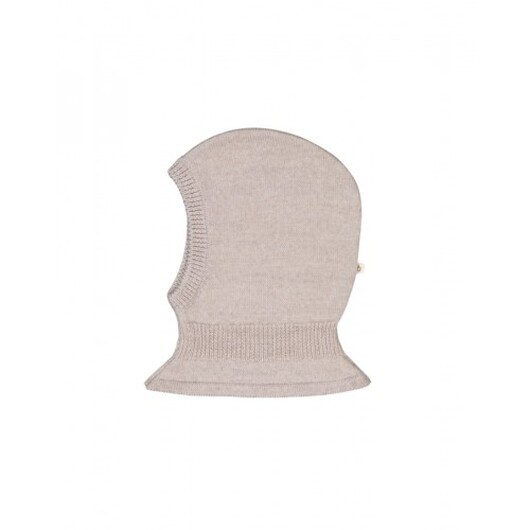 Stickad Balaclava I 100% Merinoull 86/92 Beige Melange
