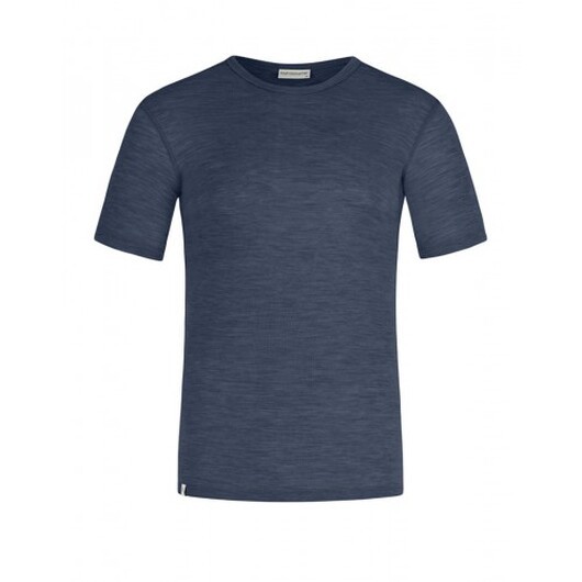 Kortärmad T-shirt Herr I 100% Merinoull, 1x1 Ribb Navy Melange Xl
