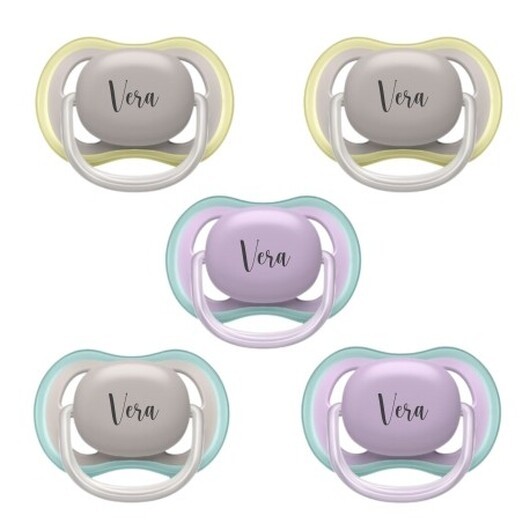 Philips Avent Ultra Air, Storlek 2 (6+ Mån.), Symmetrisk - Silikon , Namnnappar , 5-pack