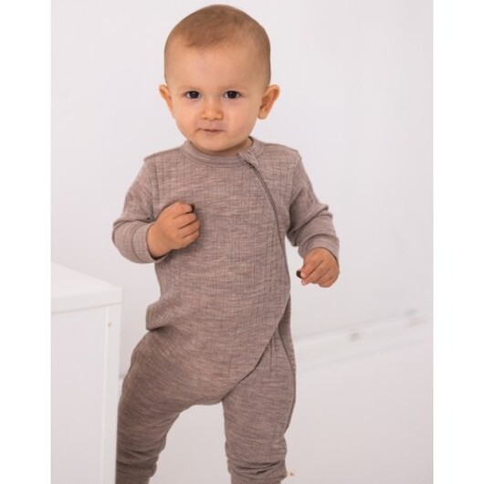 Heldräkt Med Dragkedja I 100% Merinoull Med Dropneedle-mönster, Oeko-texÂ®