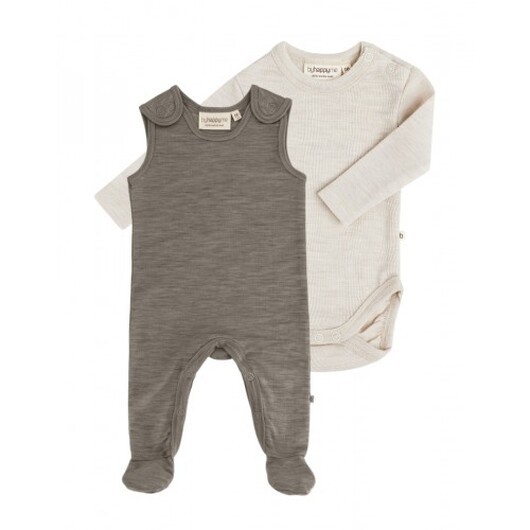2-pack Ullpaket Till Baby, Romper Med Fötter & Body Med Knapp I 100% Merinoull 74 Soft Grain