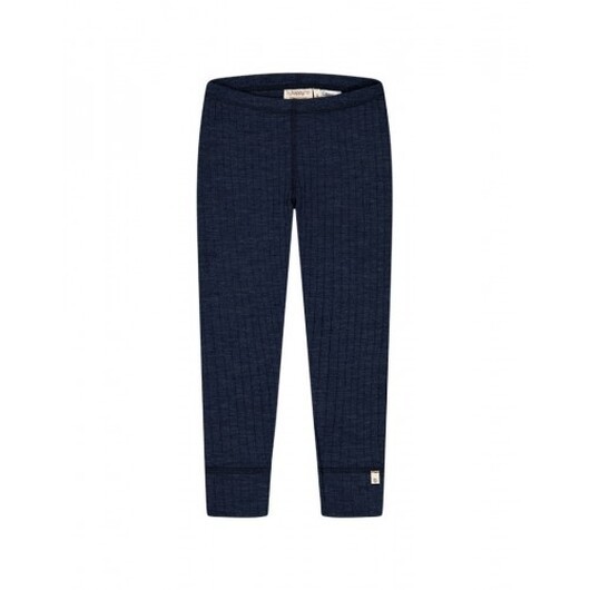 Långärmad T-shirt Med Granddad-knäppning, Dropneedle-stickad, 100% Merinoull, Oeko-texÂ® Navy Melange 134/140