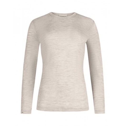 Långärmad T-shirt Dam I 100% Merinoull, 1x1 Ribb Nature Melange Xl