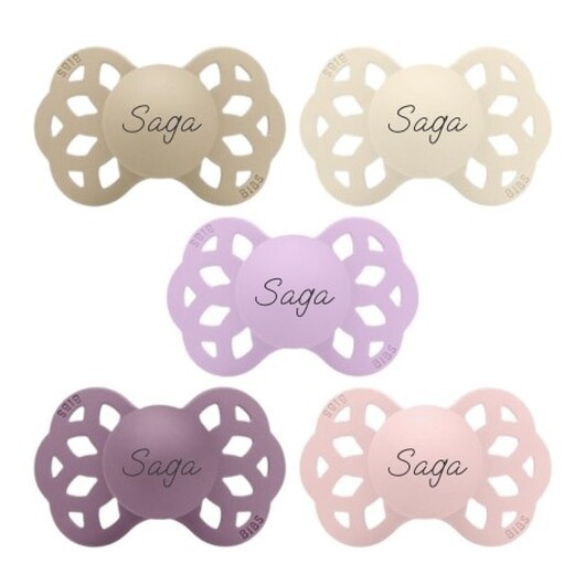 Bibs Infinity, Storlek 1 (0-6 M), Anatomisk - Silikon, Nappar Med Namn , 5-pack