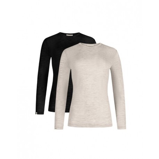 Långärmad T-shirt Dam I 100% Merinoull, 1x1 Ribb, 2-pack