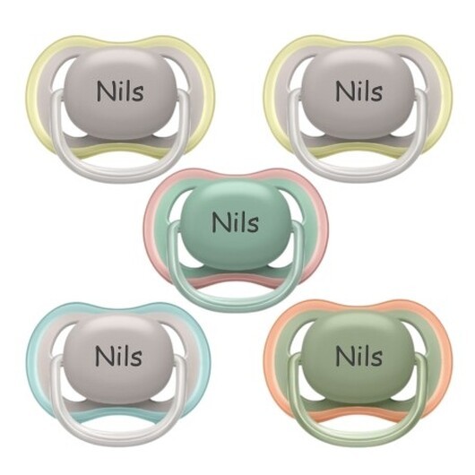 Philips Avent Ultra Air, Storlek 2 (6+ Mån.), Symmetrisk - Silikon , Namnnappar , 5-pack