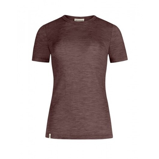 S/s T-shirt Dam I 100% Merinoull, 1x1 Ribb Plum Melange M