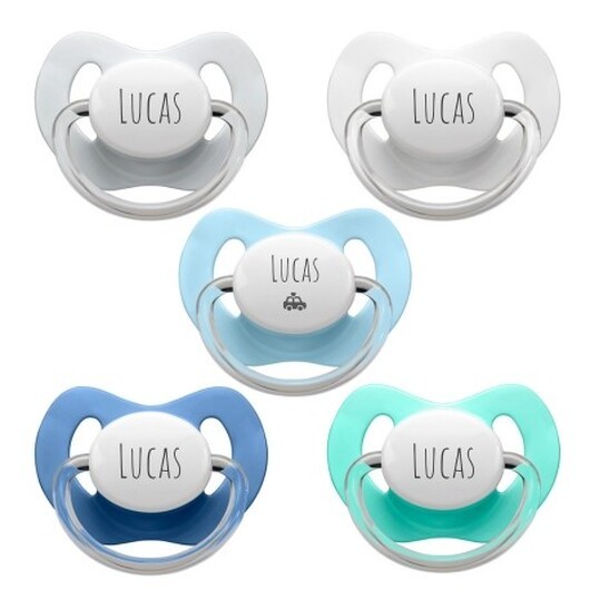 Nip Family, Storlek 2 (6+ Mån.), Anatomisk - Silikon, Namnnappar , 5-pack