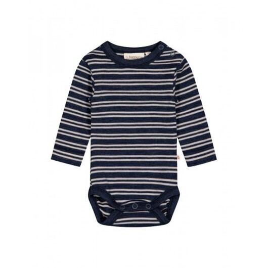 Randig Body Med Knappar I 100% Merinoull, Oeko-texÂ® 62 Navy/nature Melange
