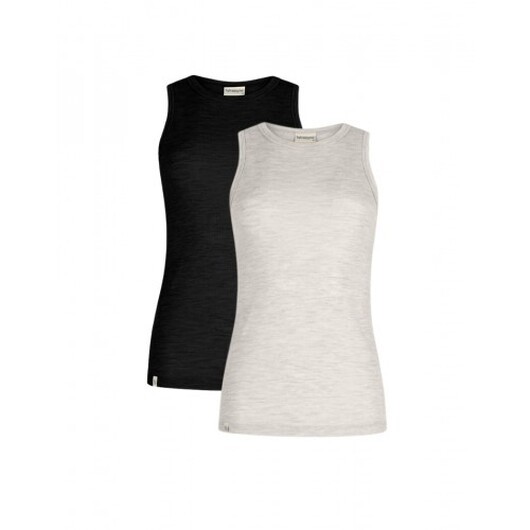 Tank Top Dam I 100% Merinoull, 1x1 Ribb, 2-pack Nature Melange L