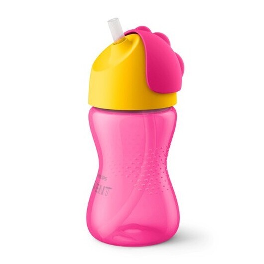 Philips Avent, Kopp Med Böjbart Sugrör, Rosa/gul Ålder 12m+