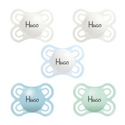 Mam Perfect, Storlek 1 (0-6mån), Symetrisk- Silikon, Namnnappar , 5-pack