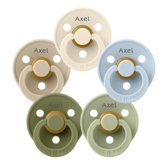 Bibs Colour, Storlek 3 (18+ Mån.), Rund - Latex, Namnnappar , 5-pack