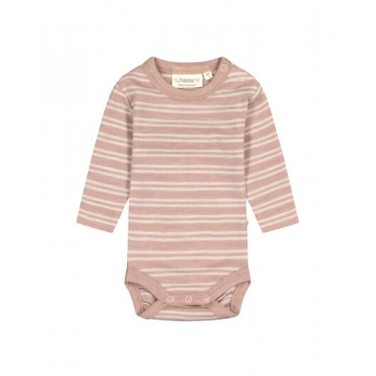 Randig Body Med Knappar I 100% Merinoull, Oeko-texÂ® 80 Soft Rose/nature Melange