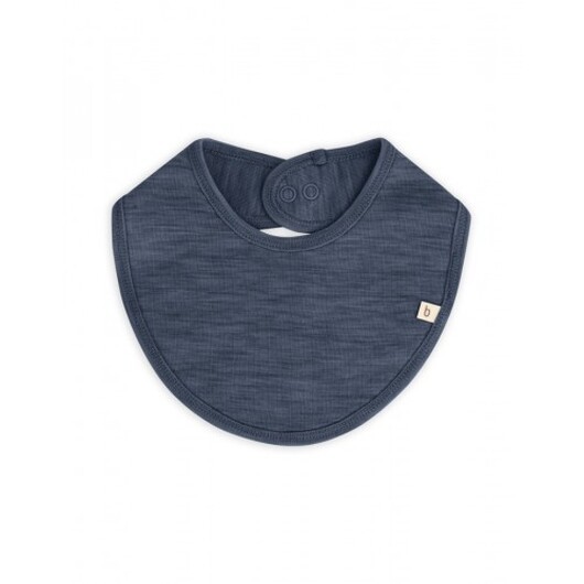 Triangelhaklapp Med Tryckknapplåsning För Baby, Tillverkad Av 100 % Ekologisk Merinoull One Size Navy Melange