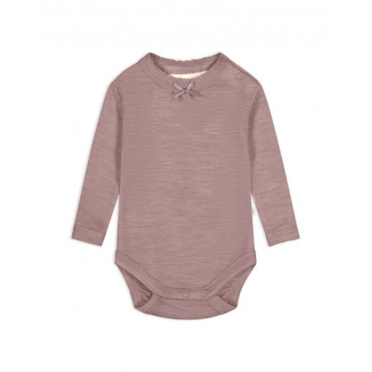 Långärmad Bodyi Merinoull Med Knappar & Lång Ärm, Oeko-texÂ® 62 Lavender