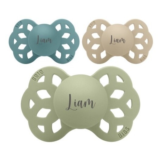 Bibs Infinity, Storlek 1 (0-6 M), Anatomisk - Silikon, Nappar Med Namn