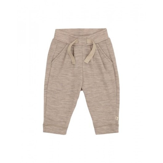 Barnbyxor Med Dragsko 100% Merino Wool Beige Melange 74