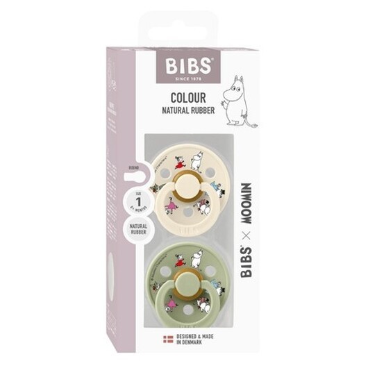 Bibs X Moomins Colour - 2 Pack,  Storlek 1 (0-6 Mån.), Rund - Latex,