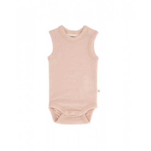 Ärmlös Body Med Knappstängning På Ena Axeln För Bebisar, Tillverkad Av 100% Ekologisk Merinoull Rose Melange 68