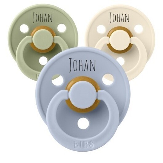 Bibs Colour, Storlek 2 (6+ Mån.), Rund - Latex,namnnappar, 8-pack