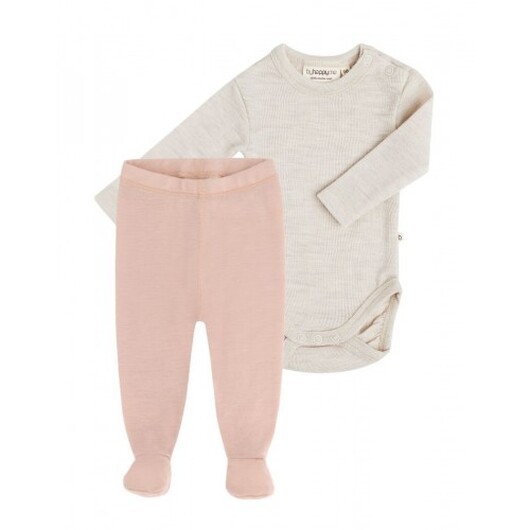2-pack Ullpaket Till Baby, Leggings Med Fot & Body Med Knapp I 100% Merinoull 62 Soft Nature