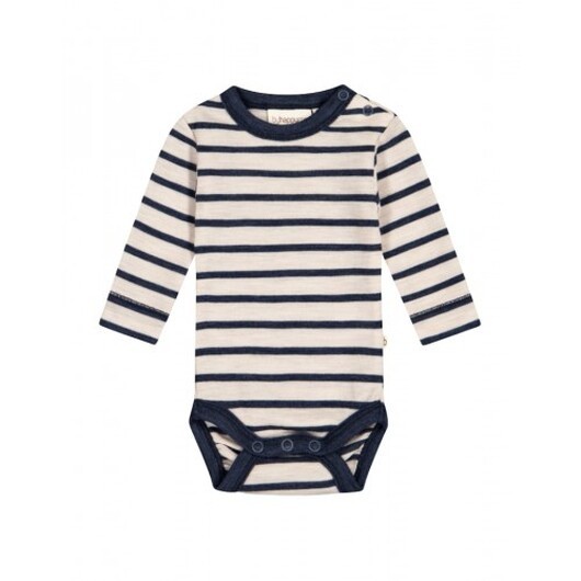 Randig Body Med Knappar I 100% Merinoull, Oeko-texÂ® 80 Nature/navy Melange