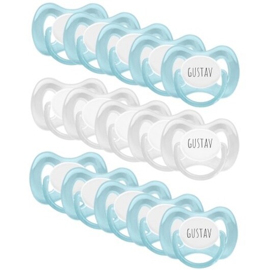 Mininor, Strl. 2 (6+ Mån.) , Symmetrisk - Silikon, Namnnappar, 15-pack