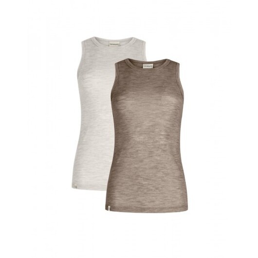 Tank Top Dam I 100% Merinoull, 1x1 Ribb, 2-pack Nature/beige Melange Xl