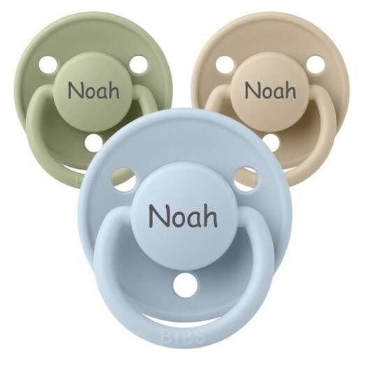 Bibs De Lux, Storlek 2 (6+ Mån.), Rund - Latex,namnnappar