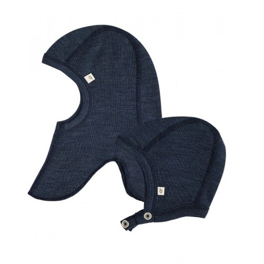 2-pack Ullmössor Till Baby, Balaklava & Hjälmmössa I 100% Merinoull 62/68 Navy Melange