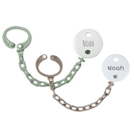 Personlig Nappkedja, Rund, 2-pack, Finns I Flera Färger