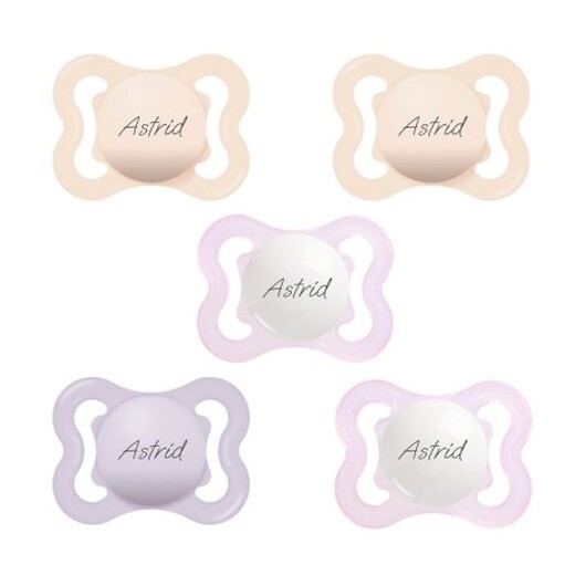 Mam Air,   Storlek 1 (0-6mån), Symetrisk- Silikon, Namnnappar , 5-pack