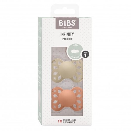 Bibs Infinity 2-pack,  Storlek 1 (0-6 M), Symetrisk- Silikon