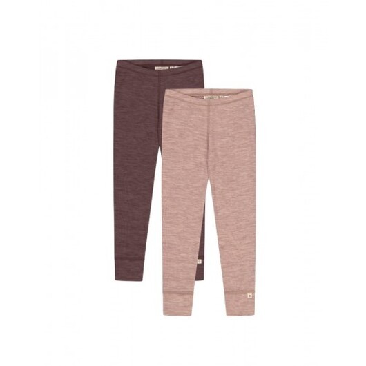 Leggings I 100% Merinoull, Oeko-texÂ®, 2-pack 134/140 Plum/soft Rose Melange