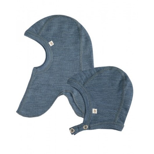 2-pack Ullmössor Till Baby, Balaklava & Hjälmmössa I 100% Merinoull 86/92 Blue Mélange