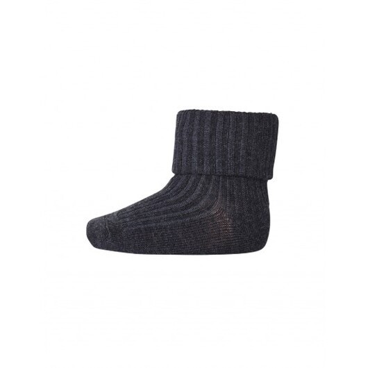 Baby Ankelsockor I Merinoull Med Omvik Dark Grey Melange 19/21
