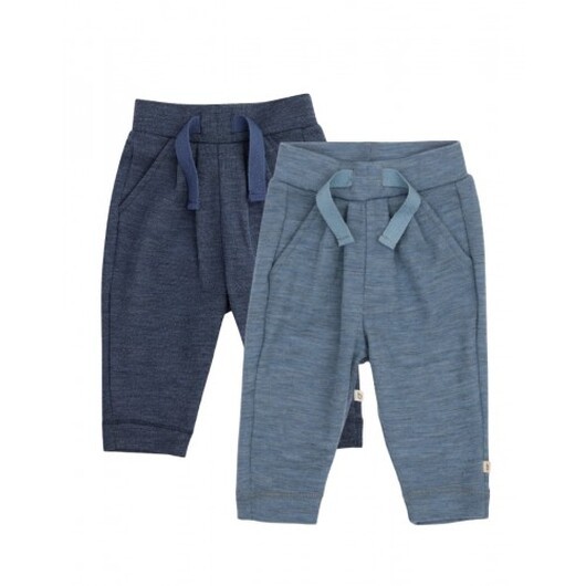 Byhappyme, Barnbyxor Med Dragsko 100% Merino Woo, 2-pack 98 Blue - Melange