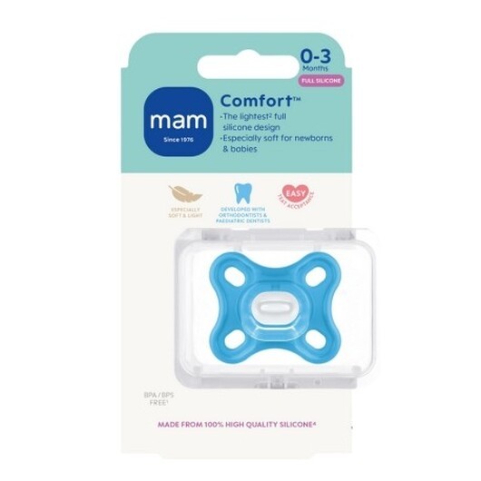 Mam Comfort 1-pack, Storlek 0 (0-3 Månader), Symmetrisk - Silikon