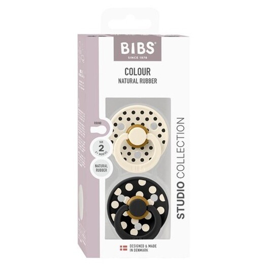 Bibs Studio Polka Dots Colour - 2 Pack, Storlek 2 (6+ Mån.), Rund - Latex,
