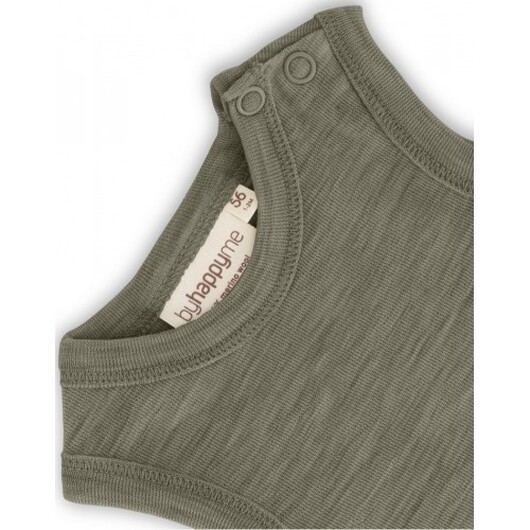 Ärmlös Body Med Knappstängning På Ena Axeln För Bebisar, Tillverkad Av 100% Ekologisk Merinoull Light Brown Melange 68