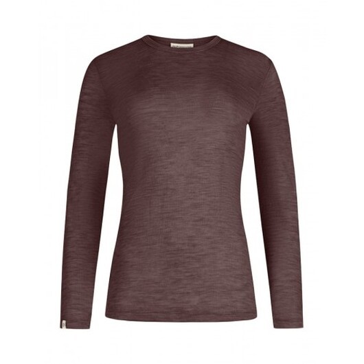 Långärmad T-shirt Dam I 100% Merinoull, 1x1 Ribb Plum Melange Xl