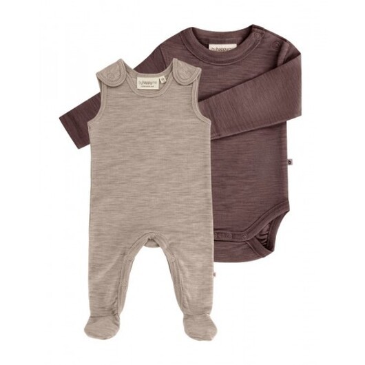 2-pack Ullpaket Till Baby, Romper Med Fötter & Body Med Knapp I 100% Merinoull 56 Dusty Fig
