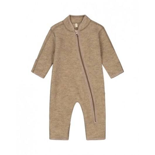Ulloverall Med Dragkedja I 100% Merinoullfleece, Oeko-texÂ®, Beige Melange