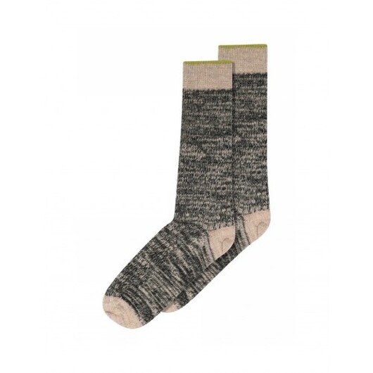 Mp Strumpor, Lång Ribbstickad Socka För Dam I Melerad Ull Dark Grey Melange 40/42